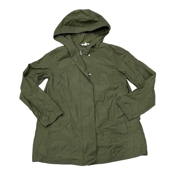 Eileen Fisher Olive Green Organic Cotton & Nylon Windbreaker Jacket XS - Picture 1 of 6